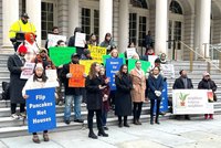 Rally for ending predatory home flipping in front of NYC city hall. 