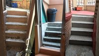 Photos taken from inside basement apartments showing front steps leading up to street level