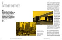 Sample pages from the Introduction of Flawed Findings includes an image of a Brooklyn factory with delivery trucks alongside an image of downtown Brooklyn's Fulton mall with people walking along the streets