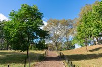 Empty Trail at Fort Greene Park in Brooklyn, New York with Trees
